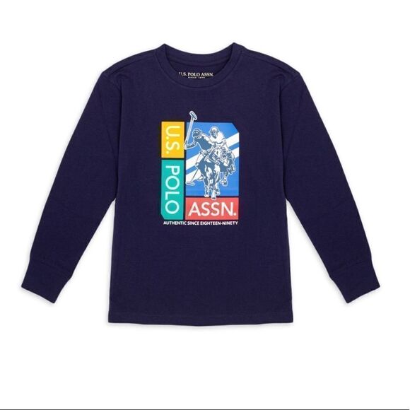 U.S. Polo ASSN Boys Crew Neck Long Sleeves Graphic Tee - Picture 1 of 6
